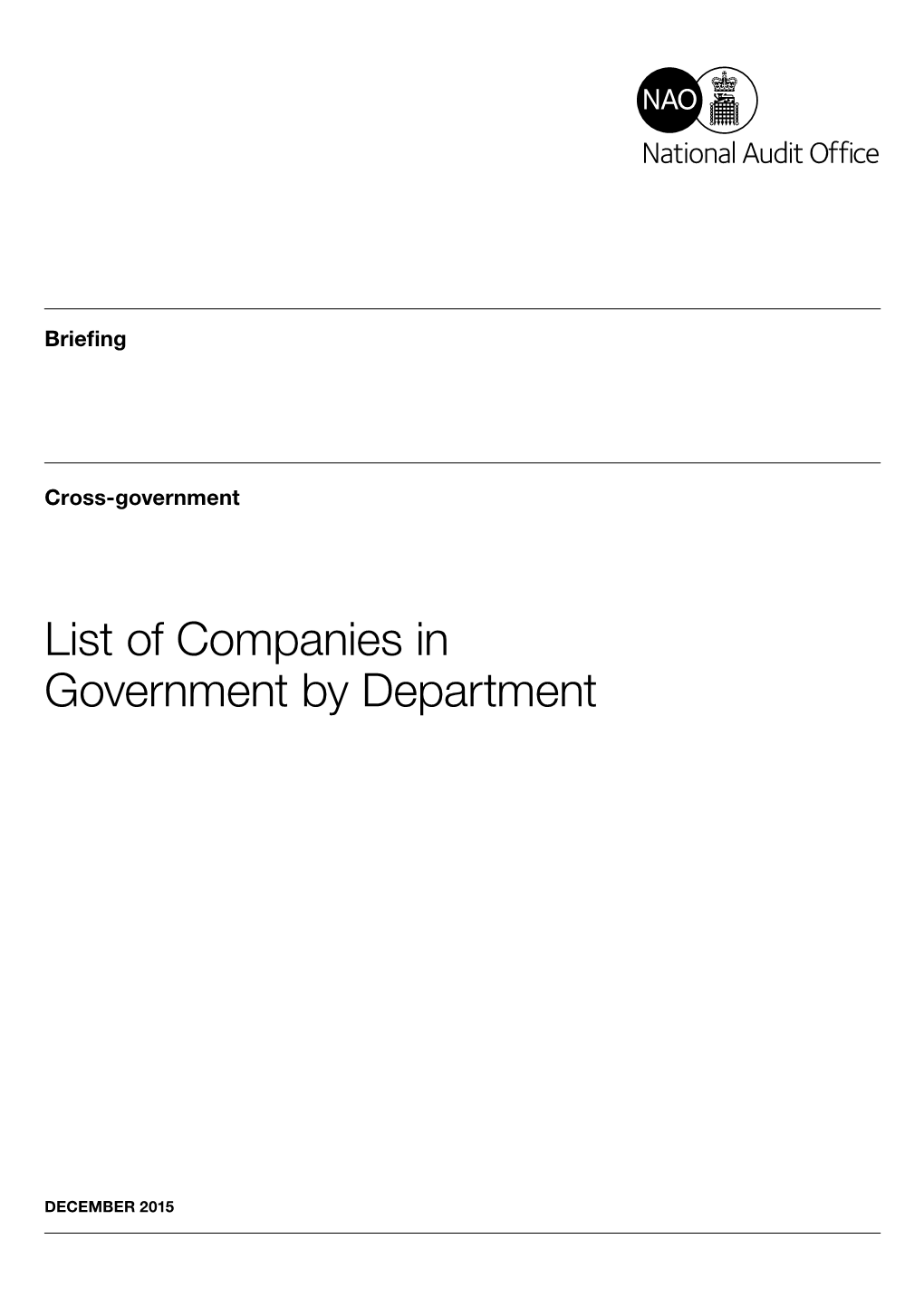 List of Companies in Government by Department
