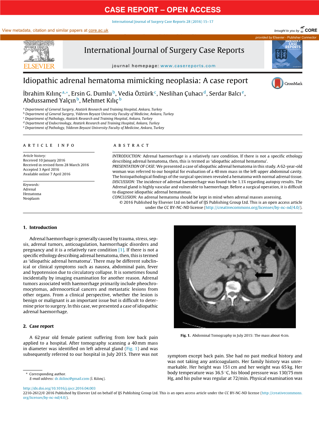 Idiopathic Adrenal Hematoma Mimicking Neoplasia: a Case Report