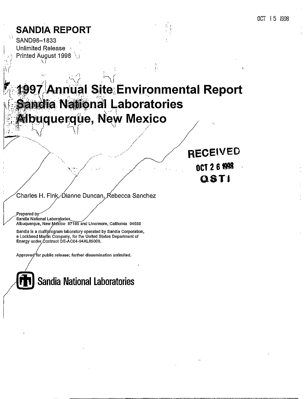 Sandia Report J Sand98-1833