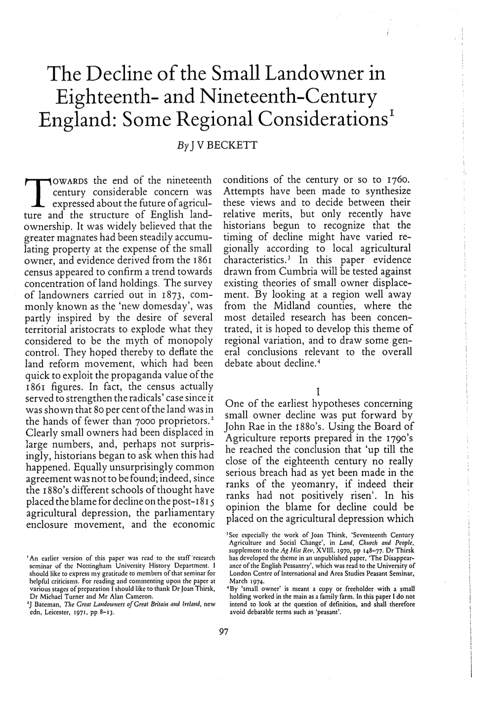 And Nineteenth-Century England: Some Regional Considerations Byj V BECKETT