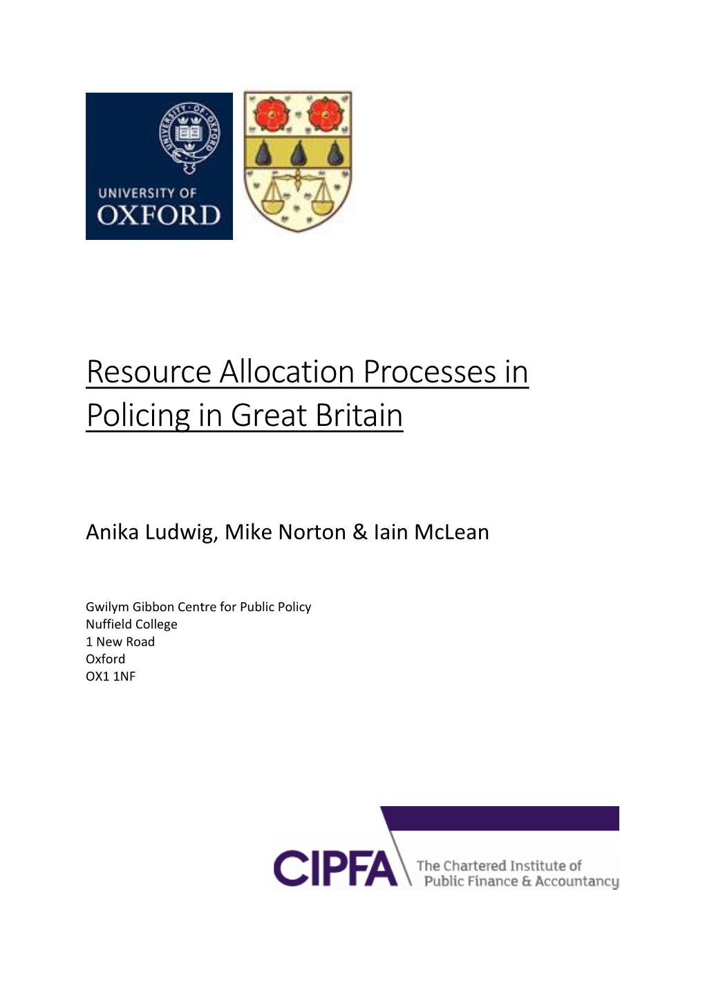 Resource Allocation Processes in Policing in Great Britain