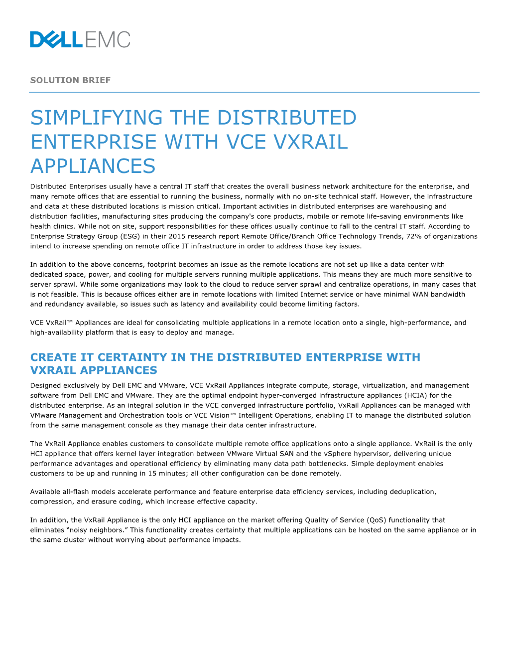 Simplifying the Distributed Enterprise with Vce Vxrail