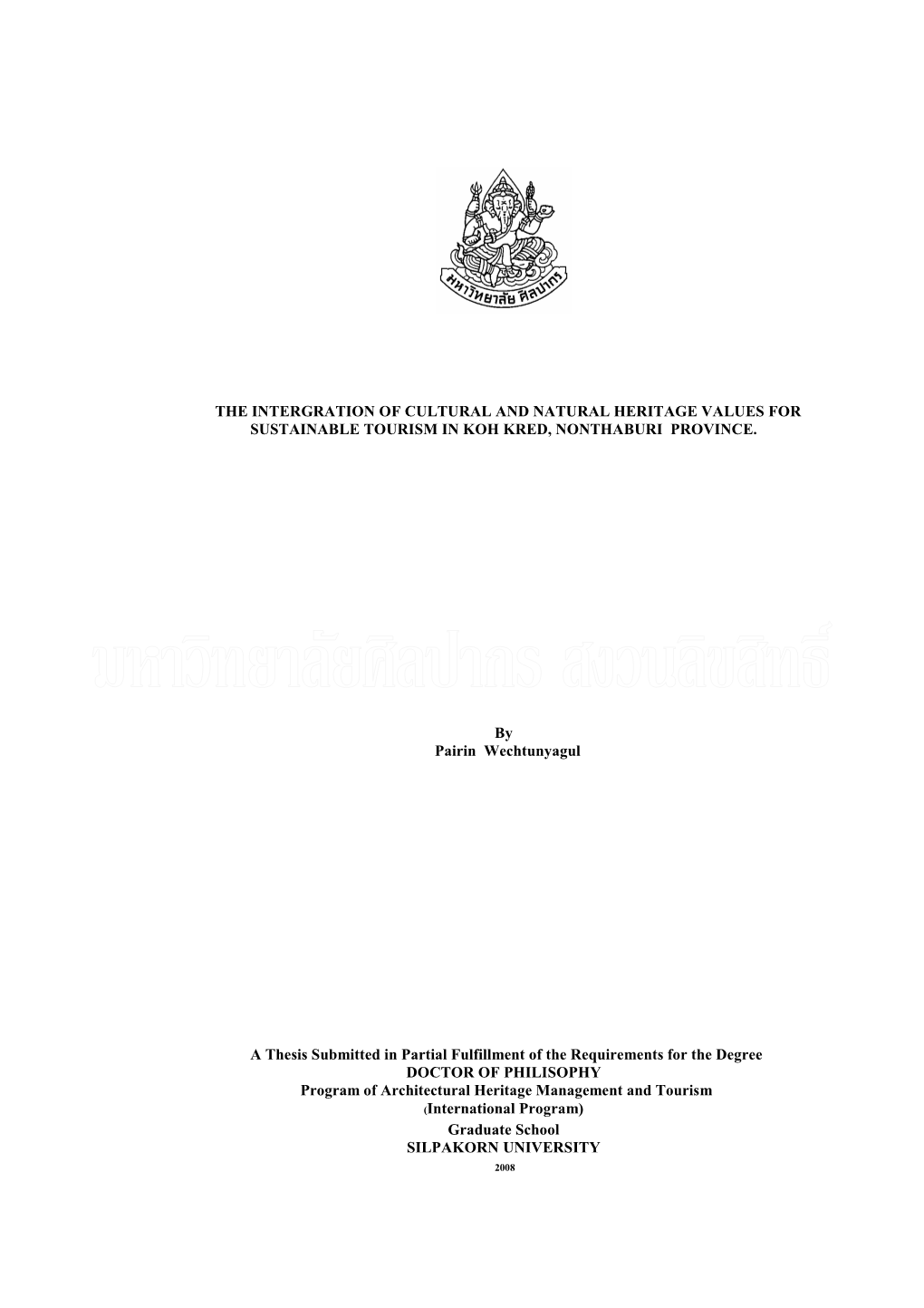 The Intergration of Cultural and Natural Heritage Values for Sustainable Tourism in Koh Kred, Nonthaburi Province