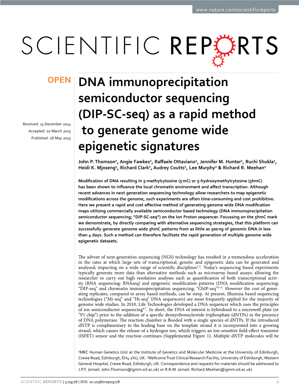 DNA Immunoprecipitation Semiconductor Sequencing