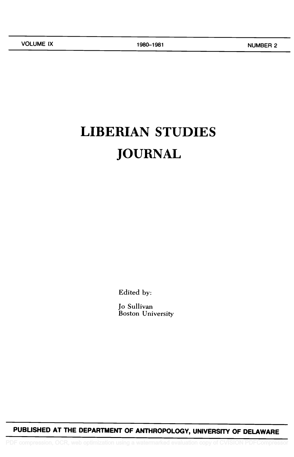 Liberian Studies Journal