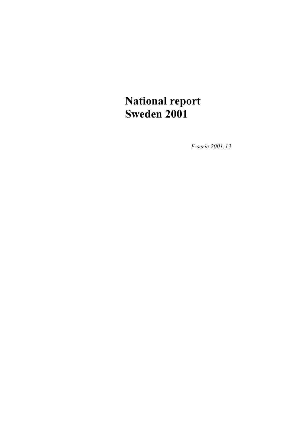 National Report Sweden 2001