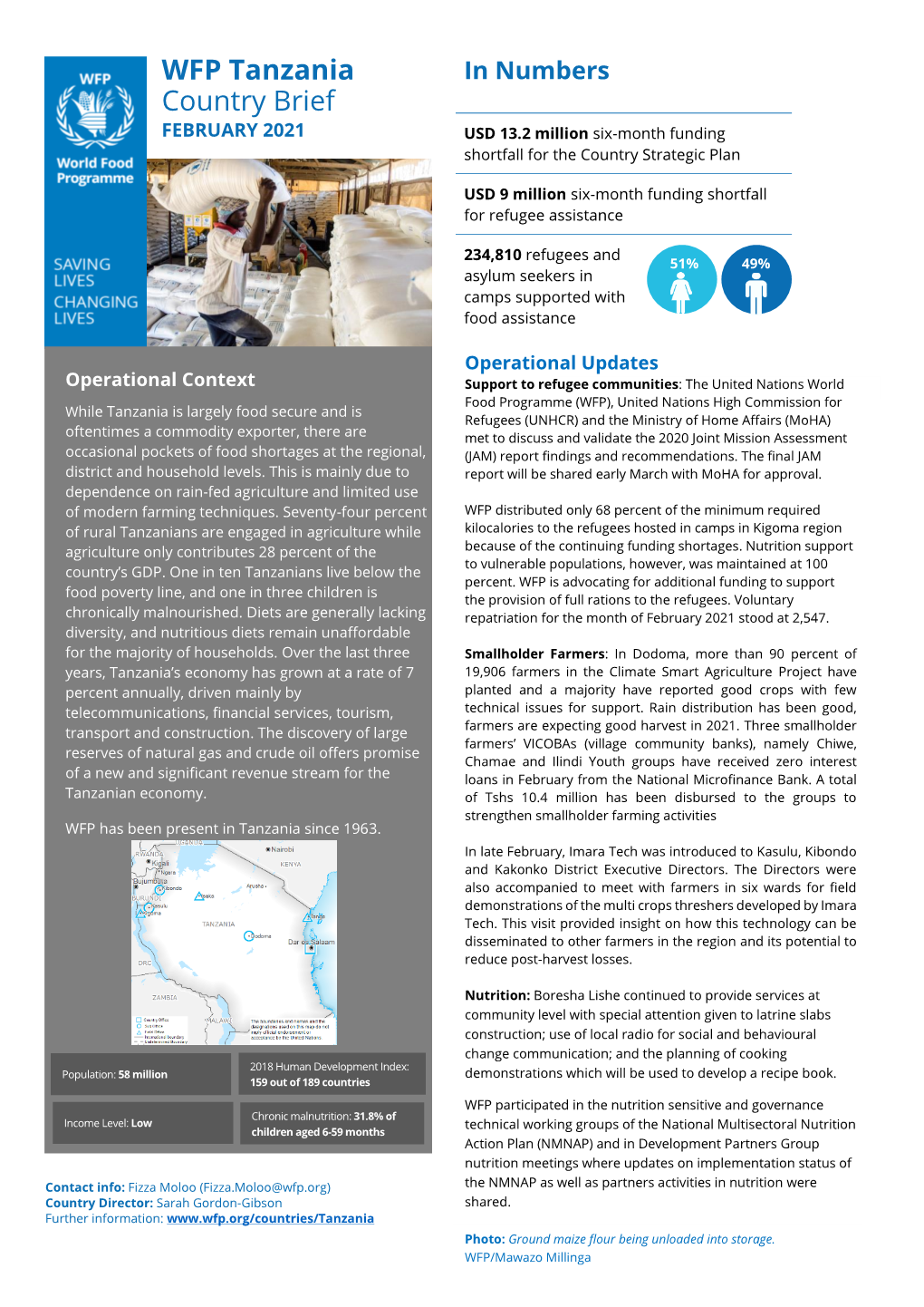 WFP Tanzania Country Brief