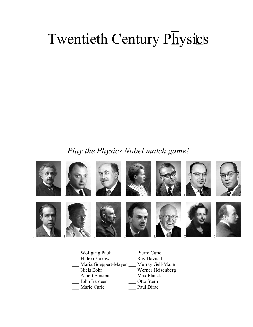 Twentieth Century Physics