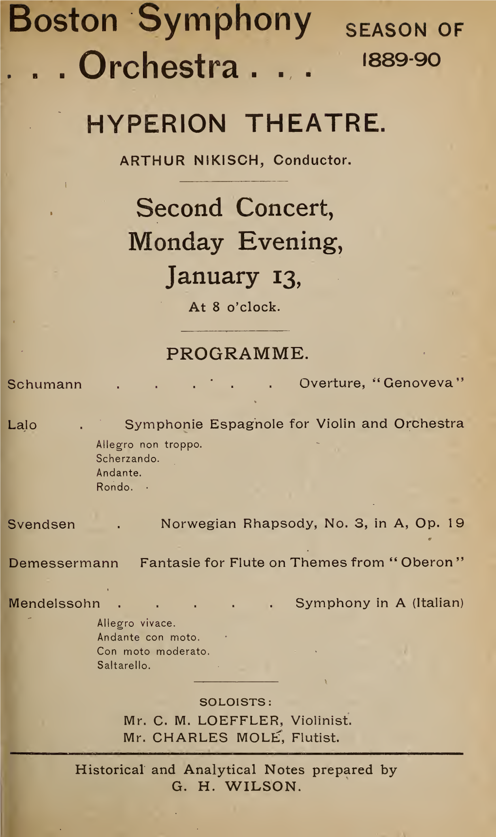 Boston Symphony Orchestra Concert Programs, Season 9, 1889