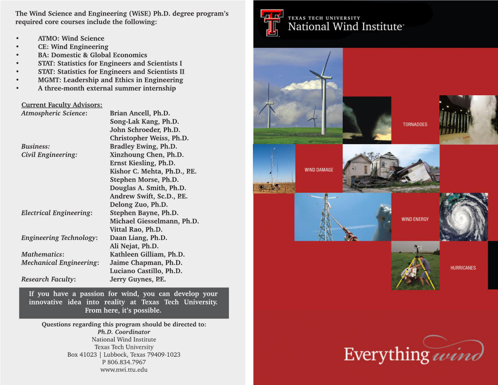 The Wind Science and Engineering (Wise) Ph.D. Degree Program's