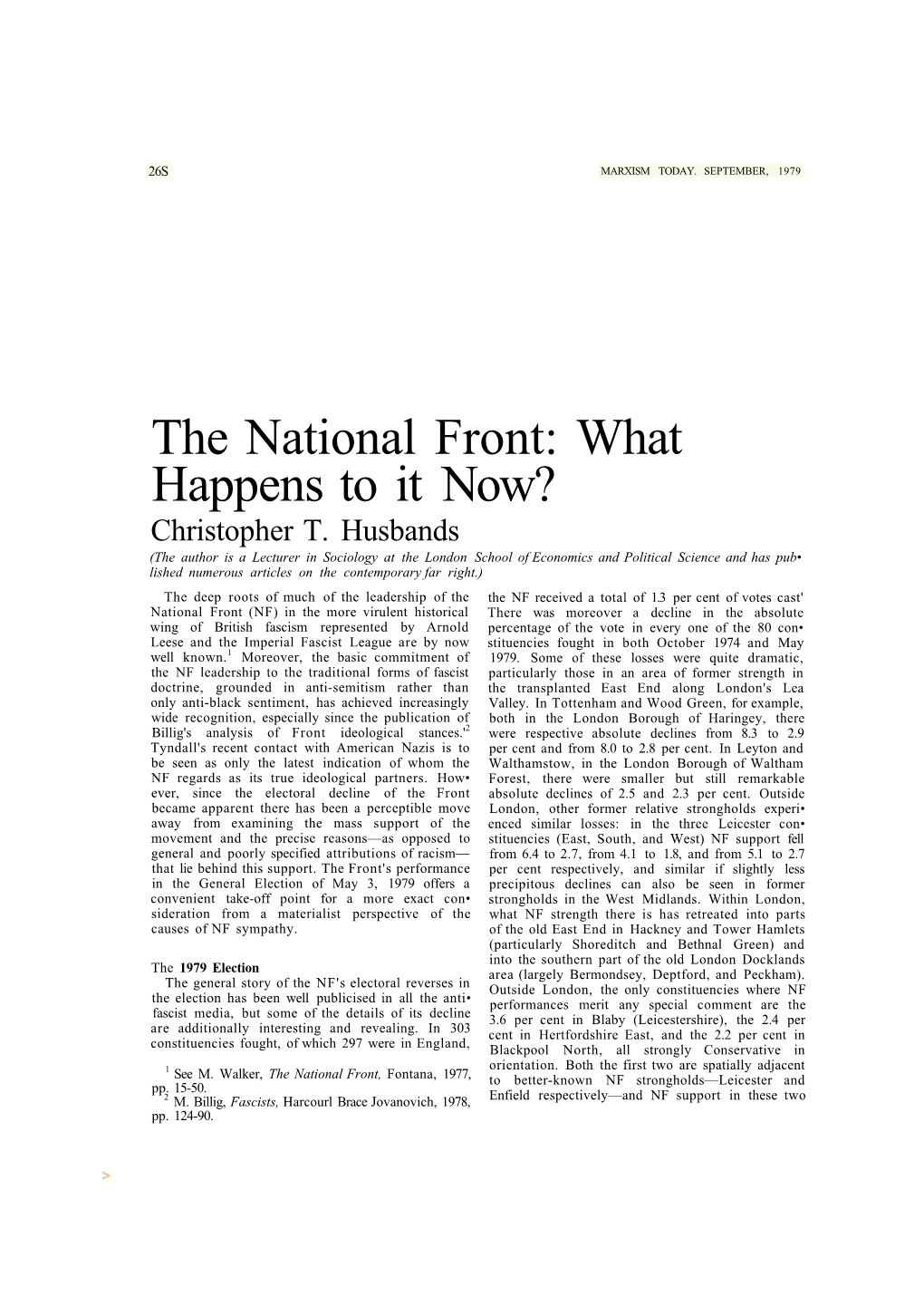 The National Front: What Happens to It Now? Christopher T