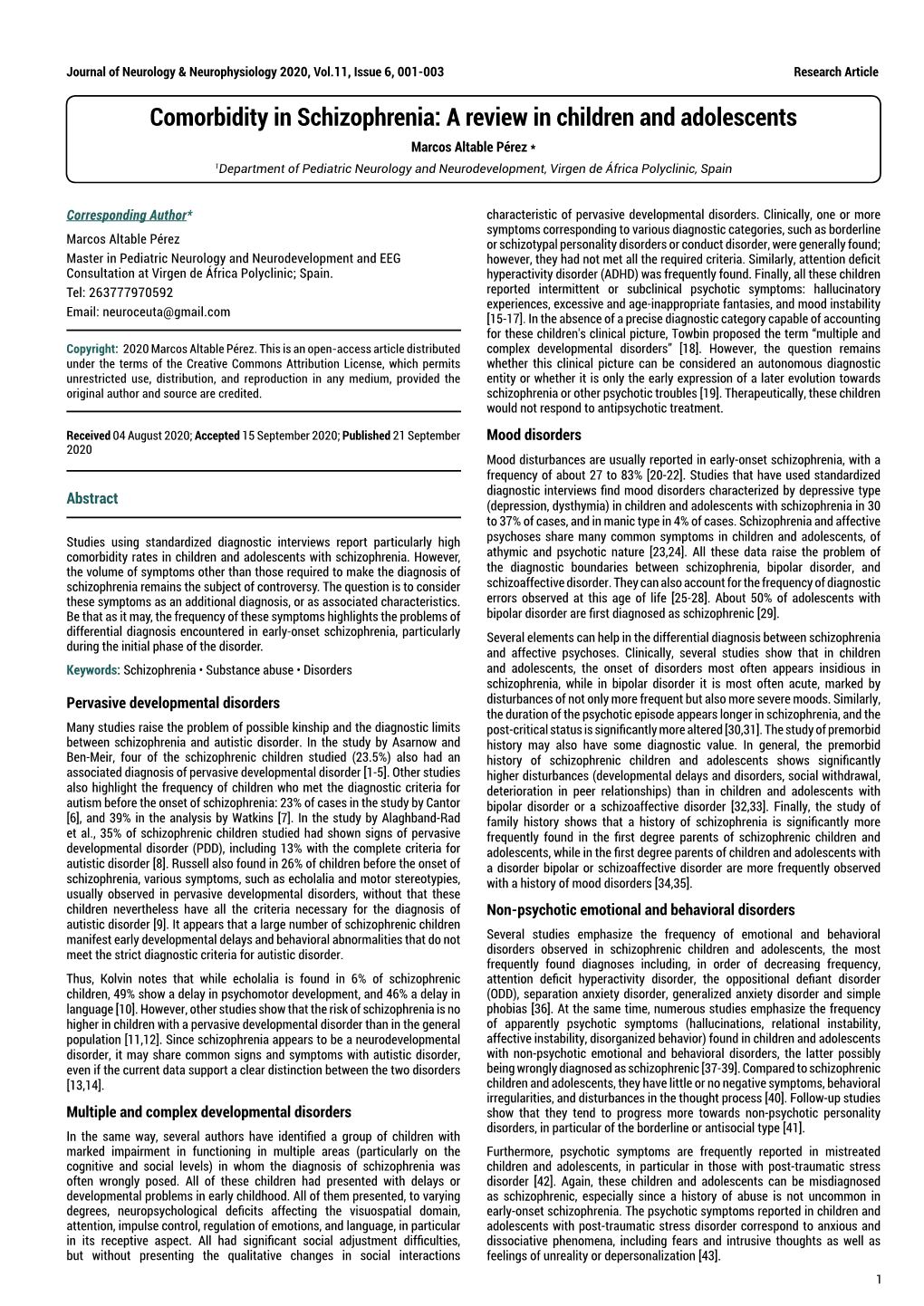 Comorbidity in Schizophrenia: a Review in Children and Adolescents