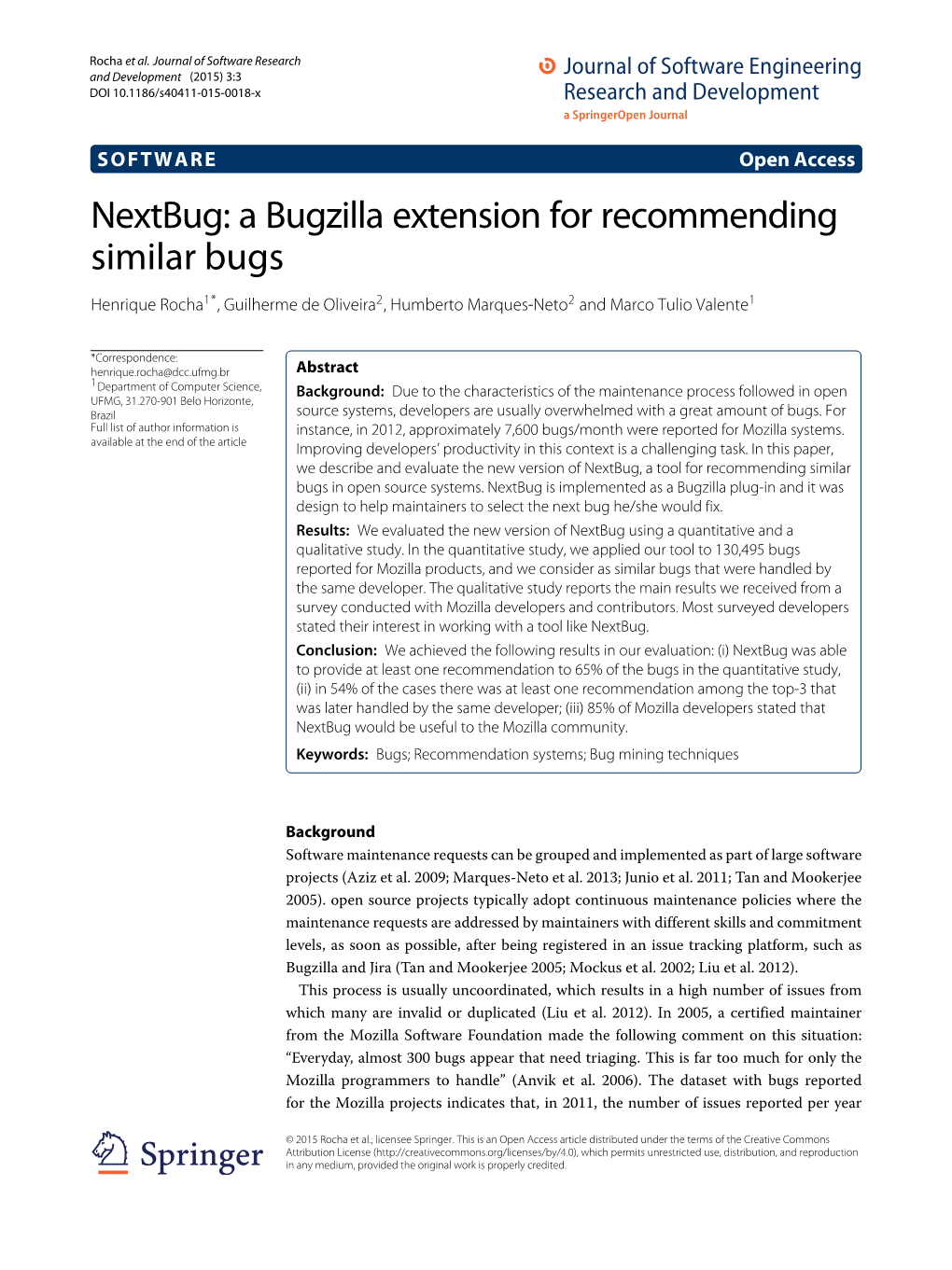 Nextbug: a Bugzilla Extension for Recommending Similar Bugs