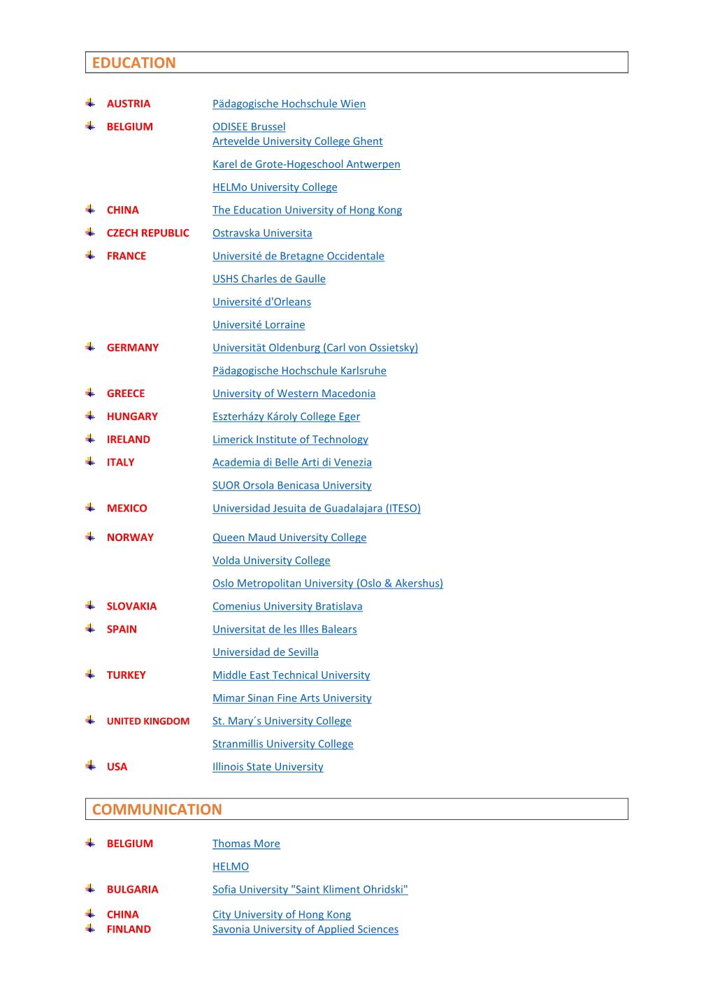 Partner Universities and Links.Pdf