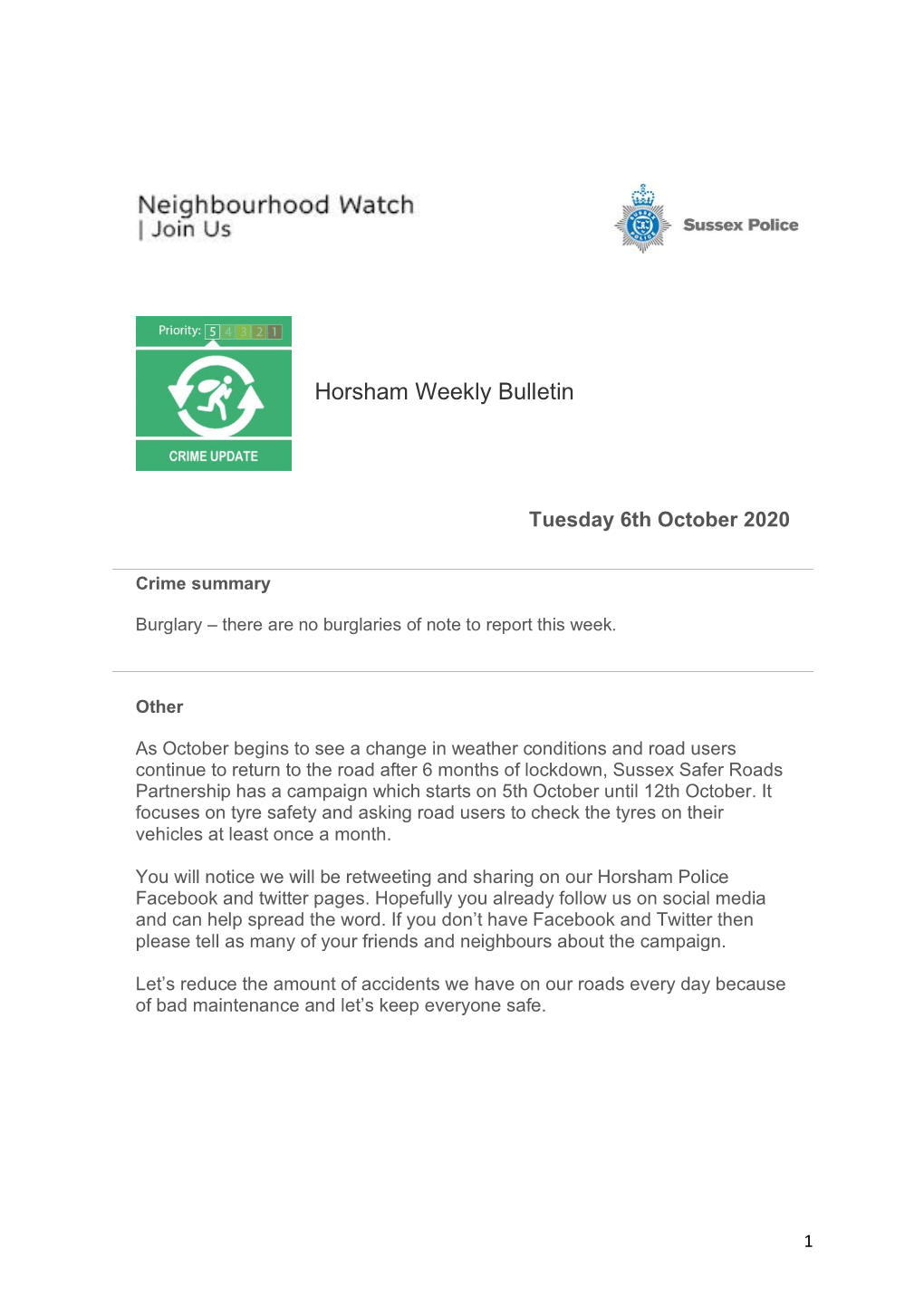 Horsham Weekly Bulletin