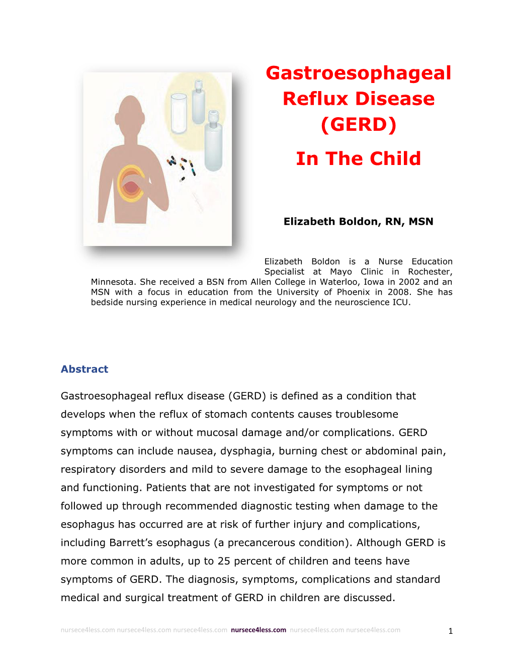 Gastroesophageal Reflux Disease (GERD) in the Child