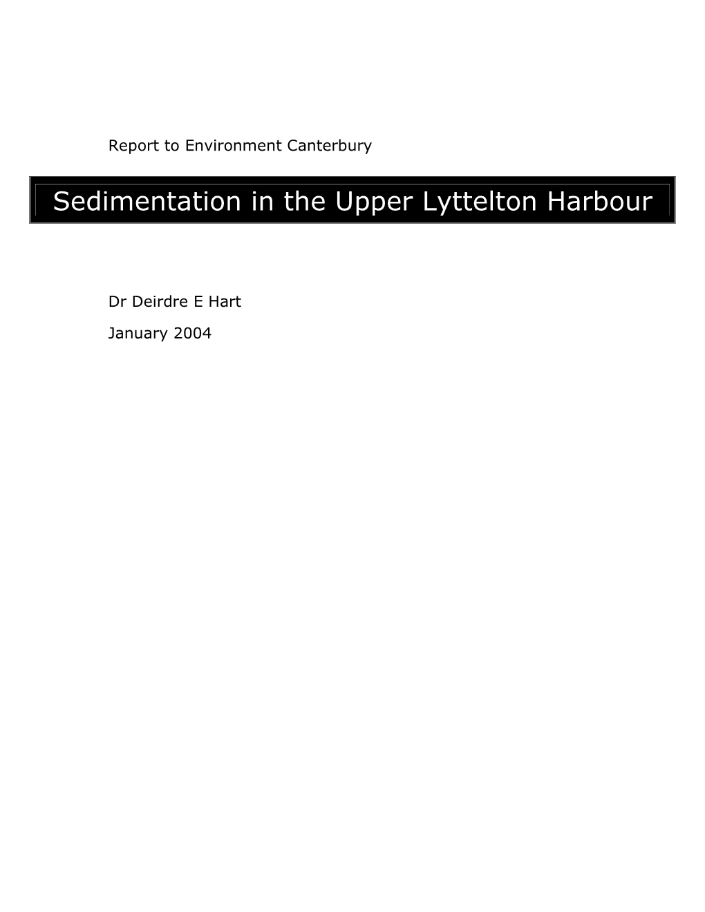 Sedimentation in the Upper Lyttelton Harbour