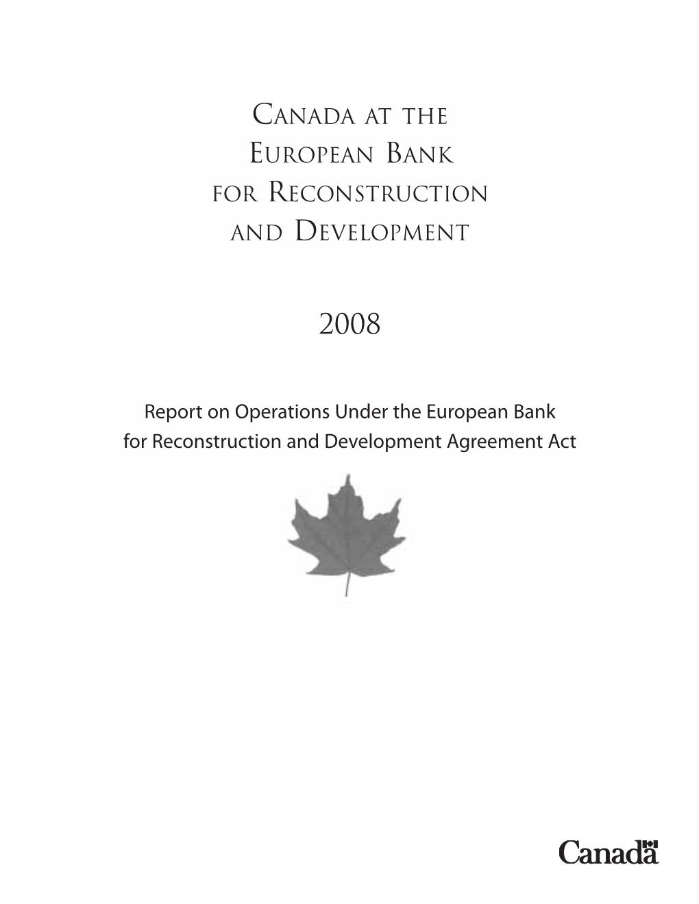 Canada at the European Bank for Reconstruction and Development