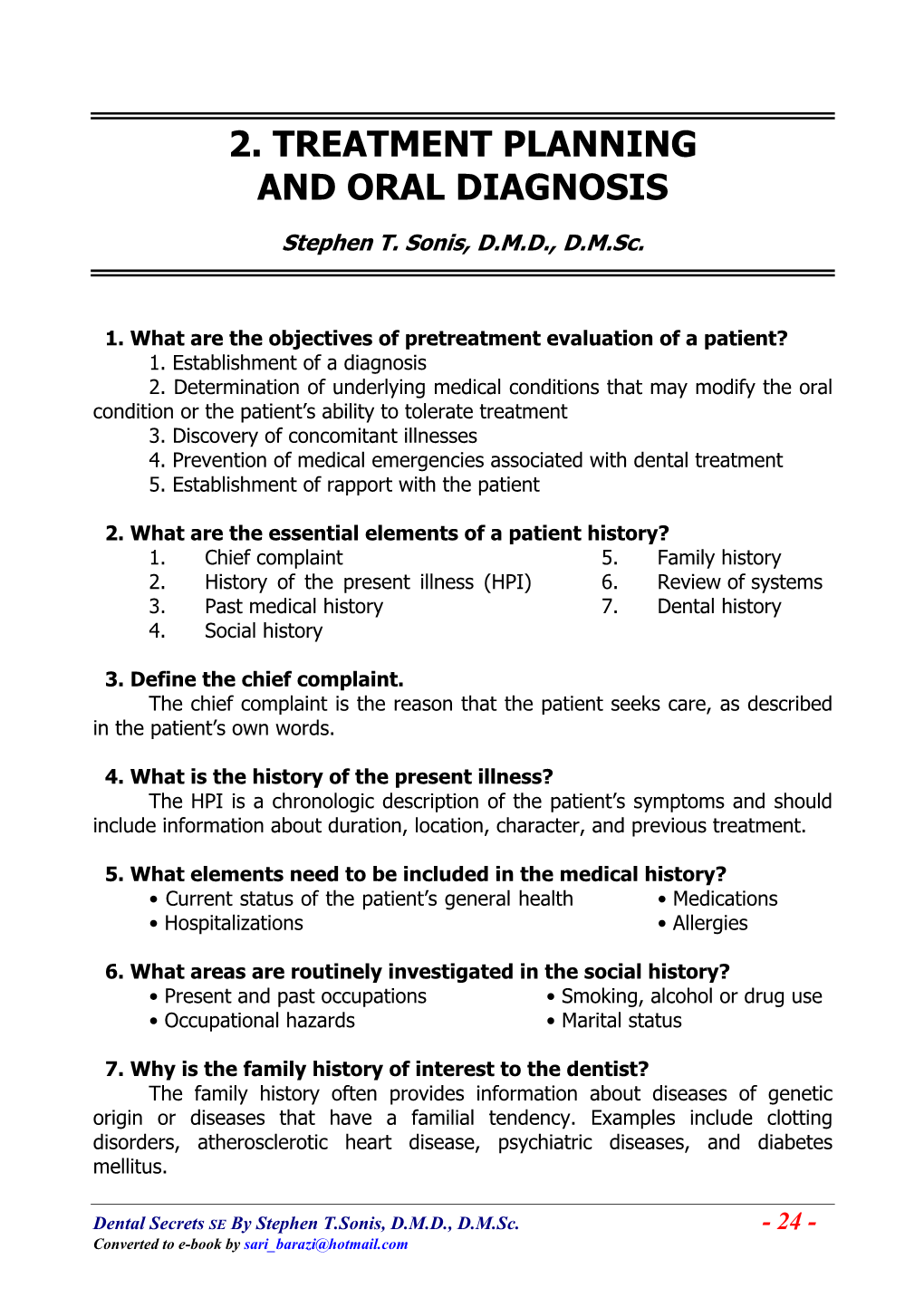 2. Treatment Planning and Oral Diagnosis