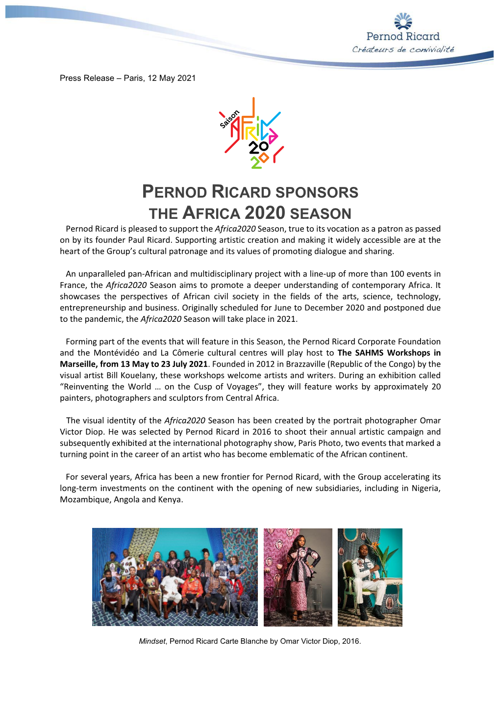 Pernod Ricard Sponsors the Africa 2020 Season
