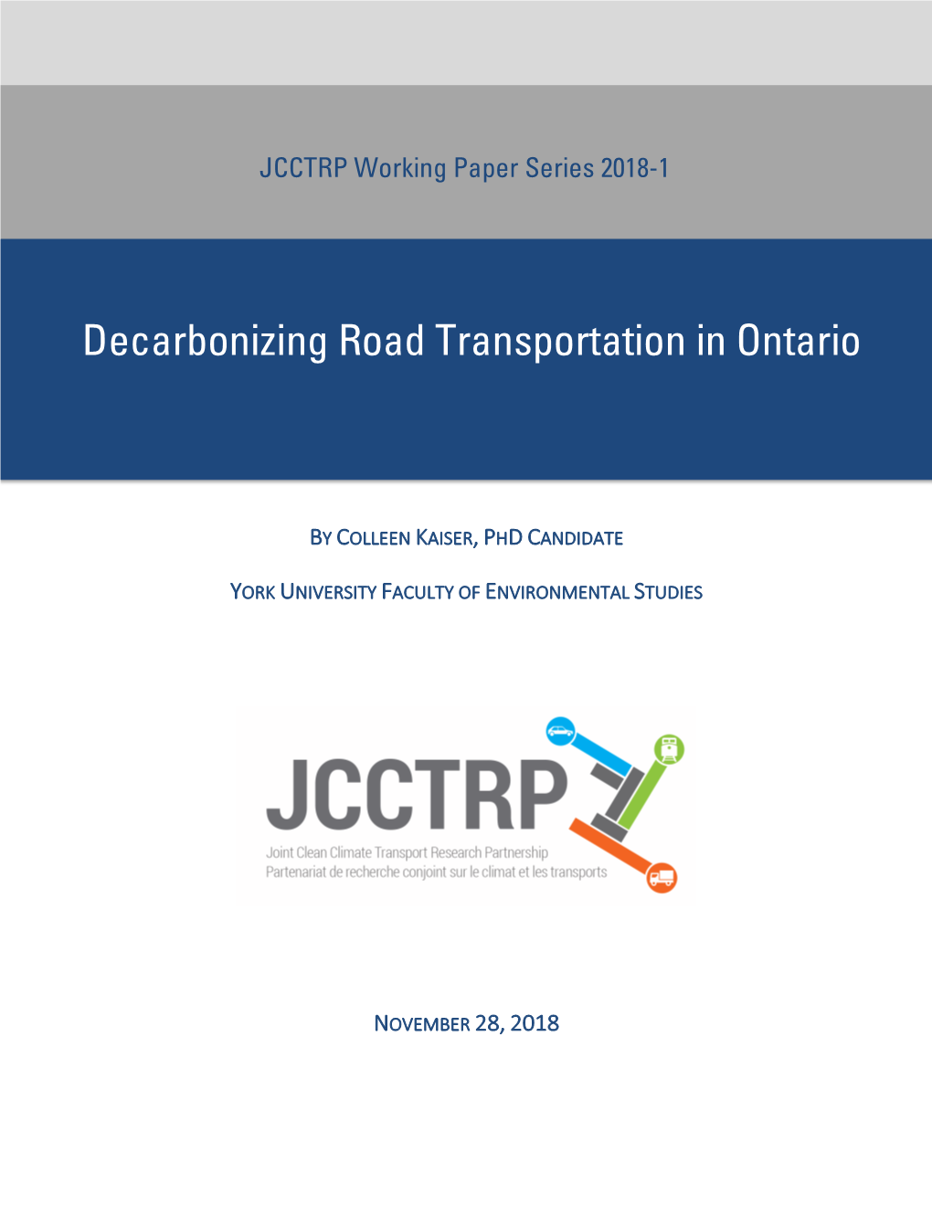 Decarbonizing Road Transportation in Ontario