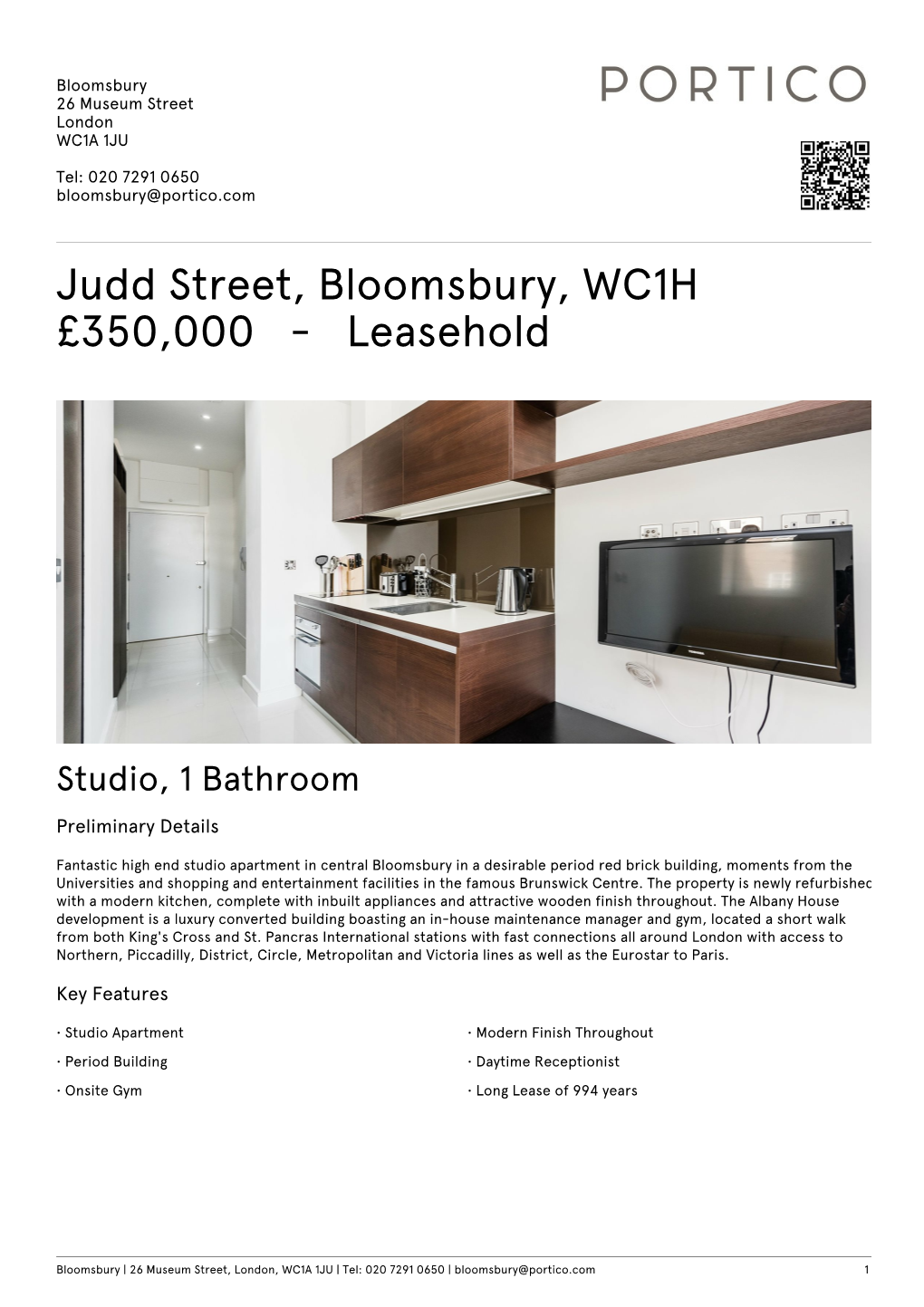 Judd Street, Bloomsbury, WC1H £350,000