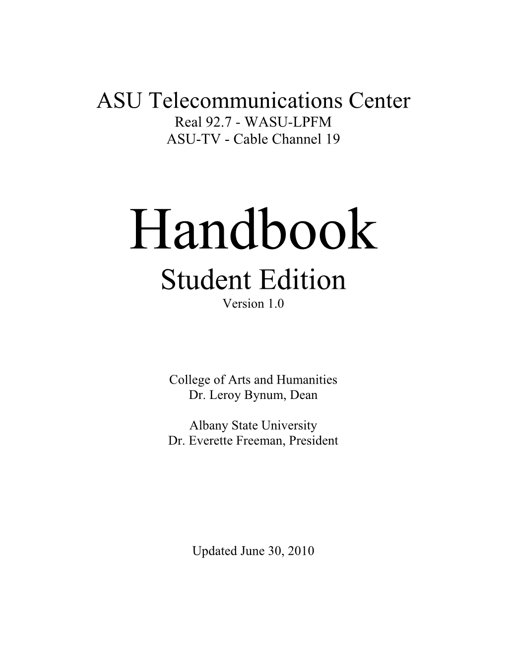 Student Media Handbook