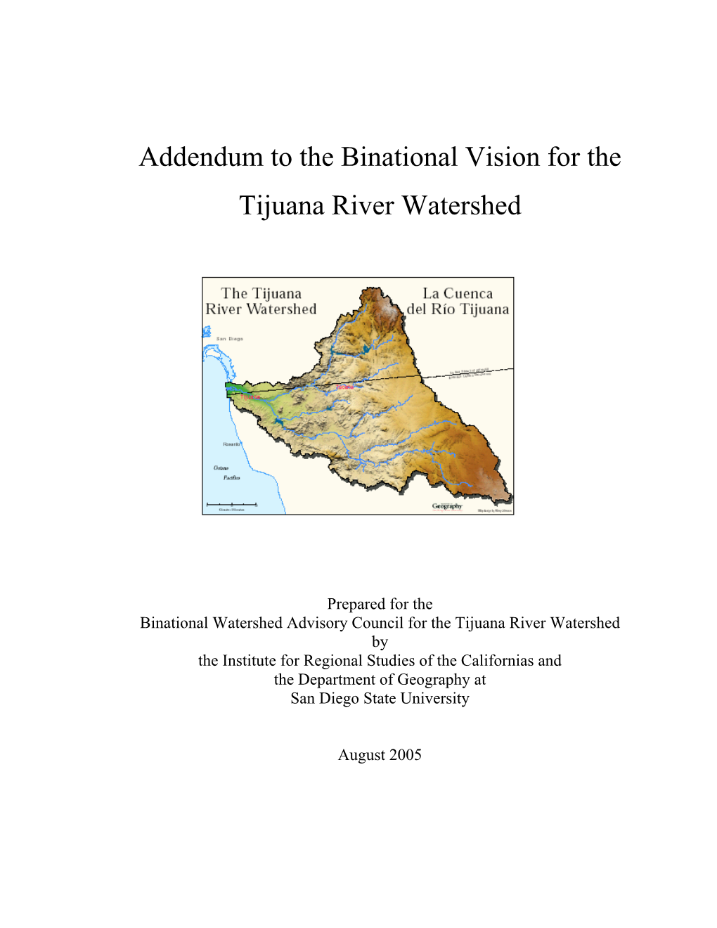 Tijuana River Watershed Binational Vision Addendum