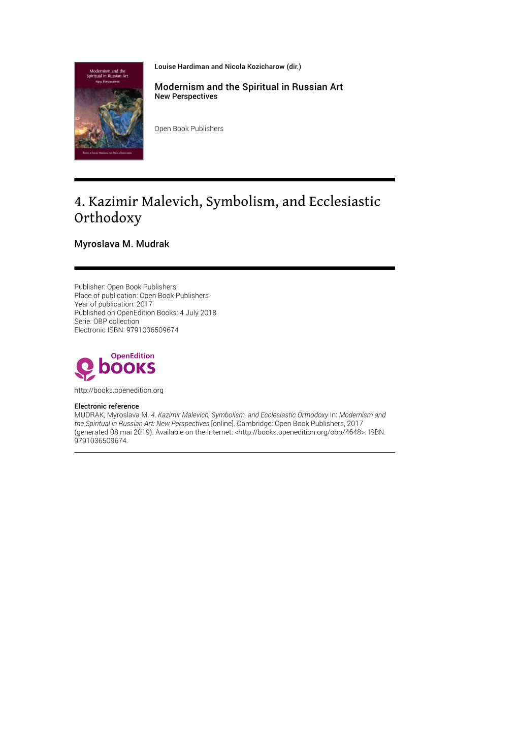 4. Kazimir Malevich, Symbolism, and Ecclesiastic Orthodoxy