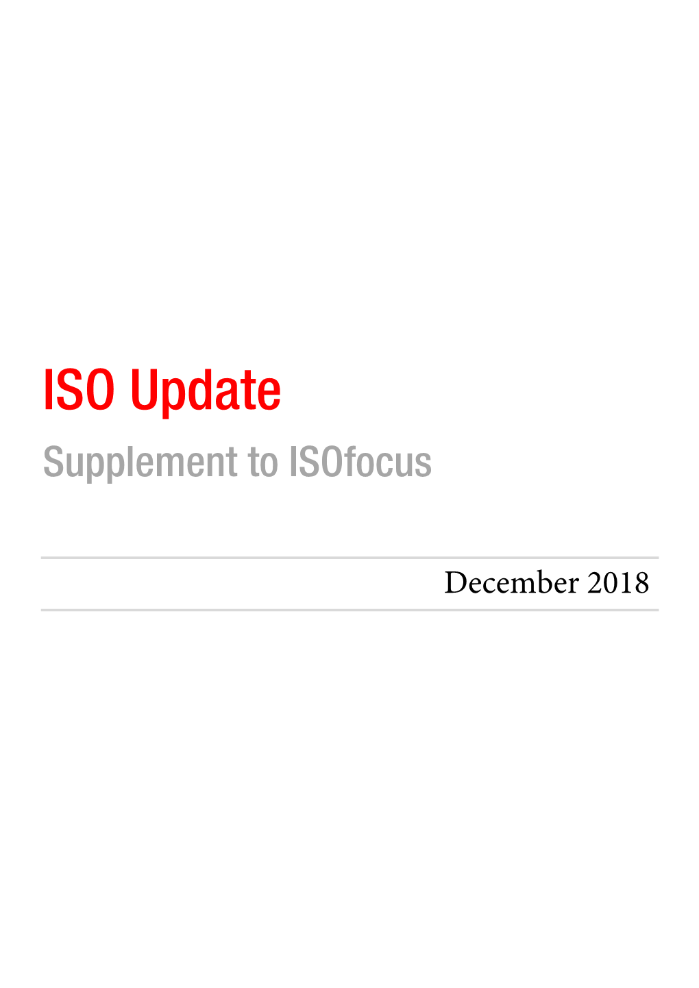 ISO Update Supplement to Isofocus