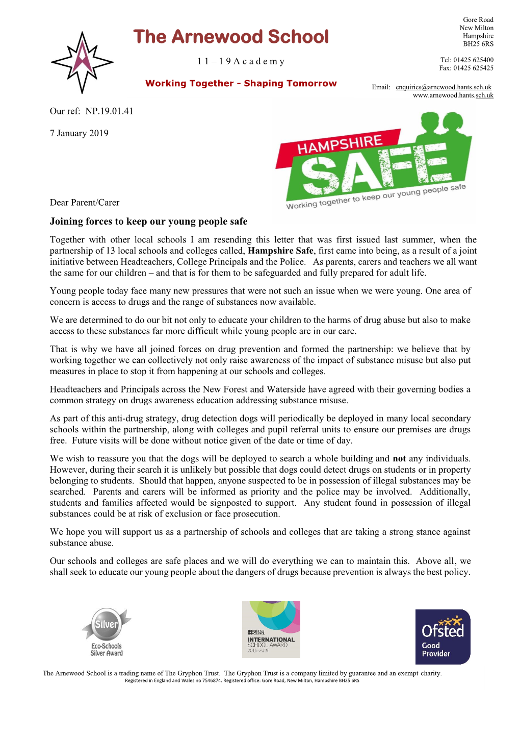 Hampshire Safe Letter