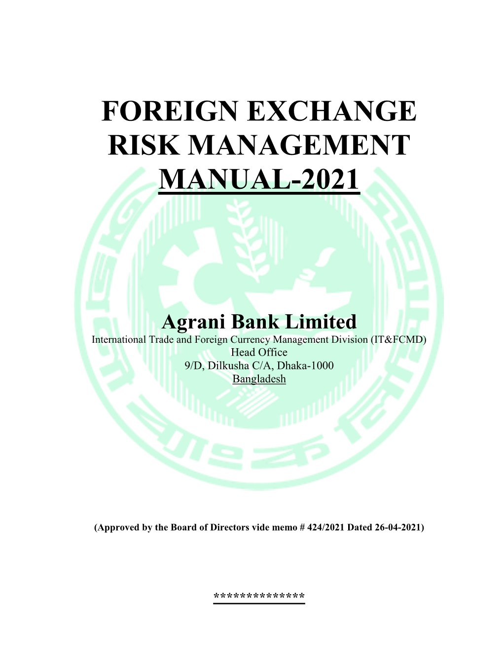 Foreign Exchange Risk Management Manual-2021