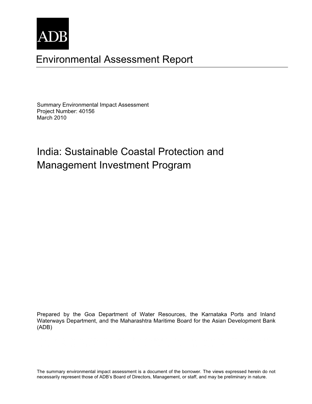 Sustainable Coastal Protection and Management Investment Program