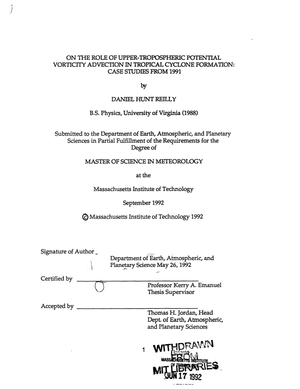 On the Role of Upper-Tropospheric Potential Vorticity Advection in Tropical Cyclone Formation: Case Studies from 1991