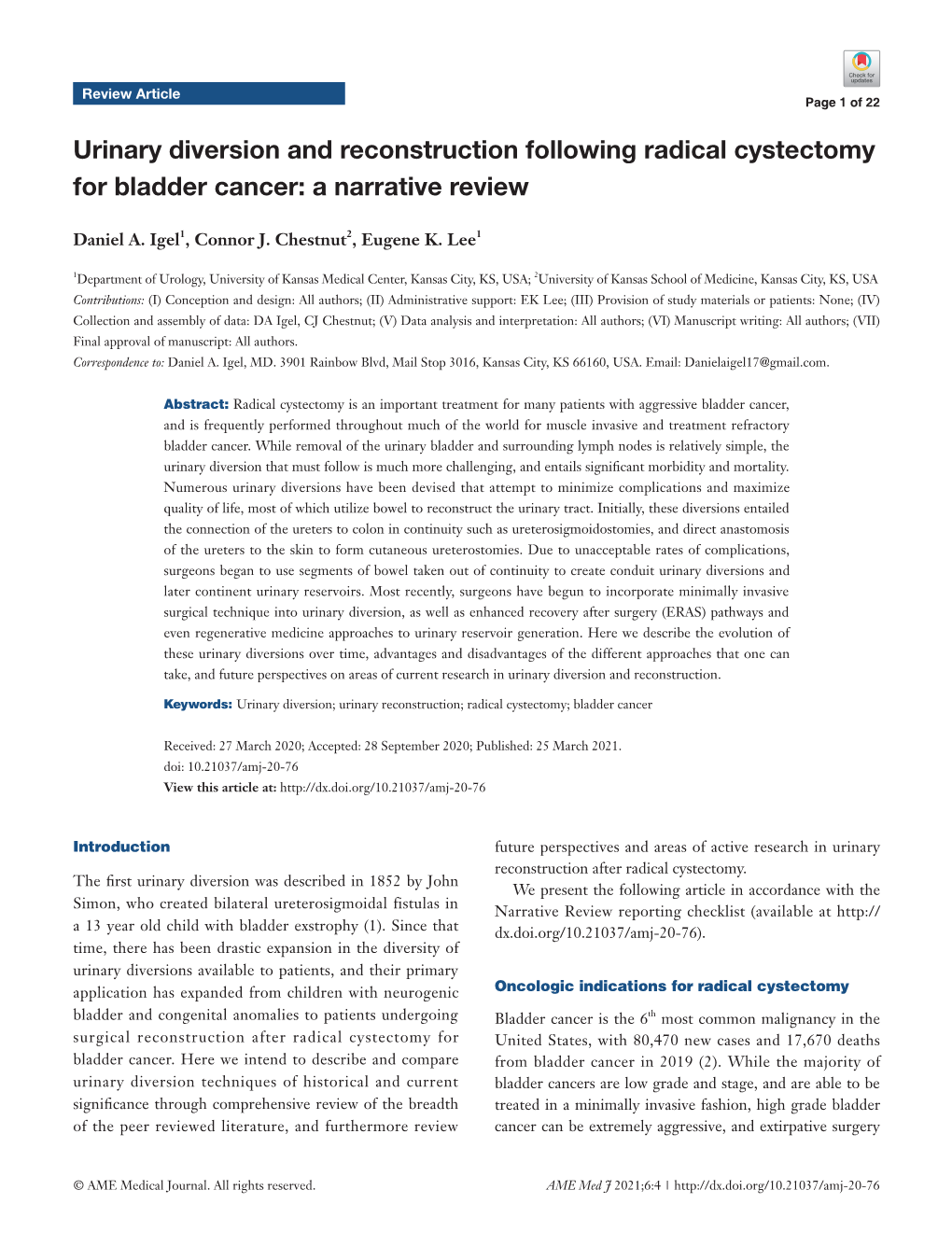 Urinary Diversion and Reconstruction Following Radical Cystectomy for Bladder Cancer: a Narrative Review