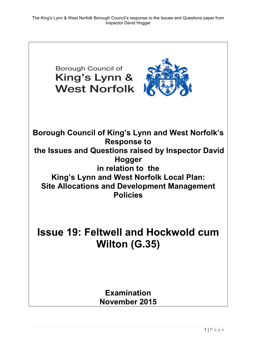 Issue 19: Feltwell and Hockwold Cum Wilton (G.35)