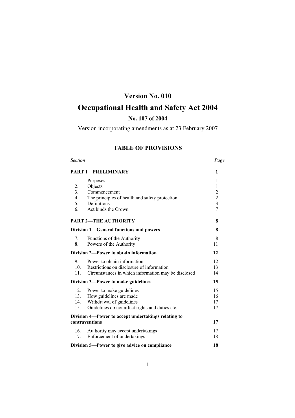 Occupational Health and Safety Act 2004