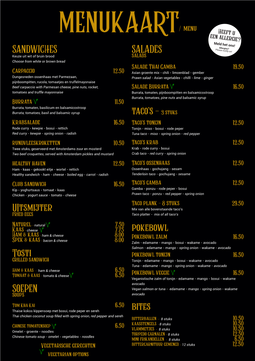 MENUKAART/ Menu