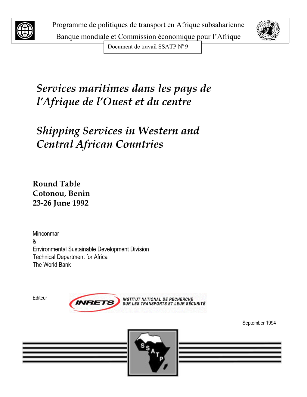 Services Maritimes Dans Les Pays De L'afrique De L'ouest Et Du Centre