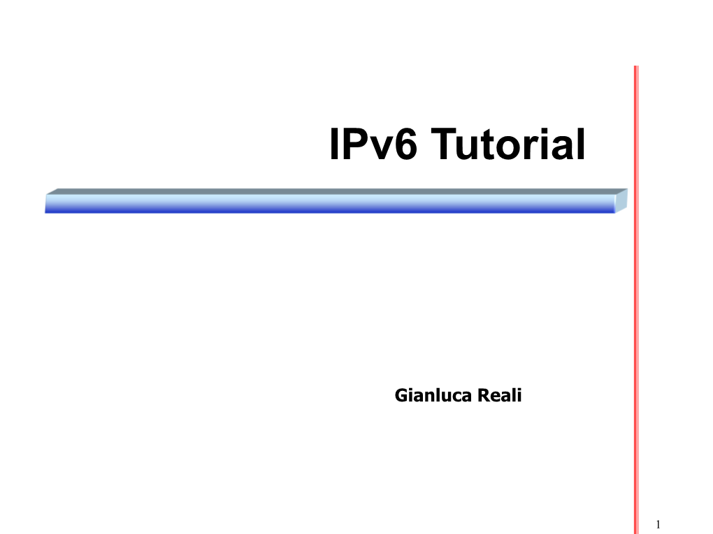 Ipv6 Tutorial