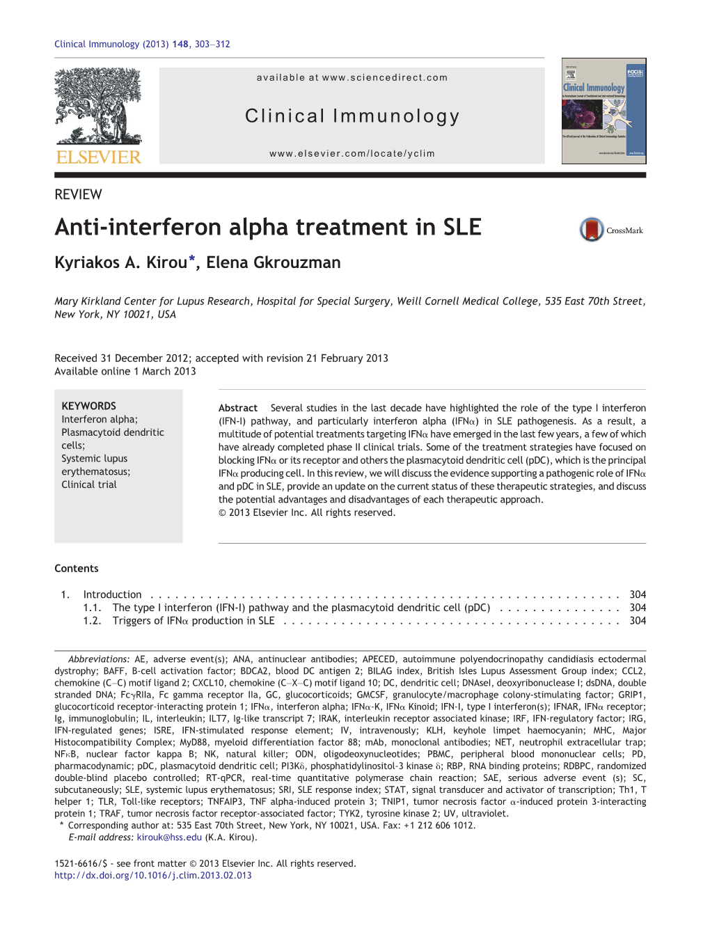 Anti-Interferon Alpha Treatment in SLE Kyriakos A