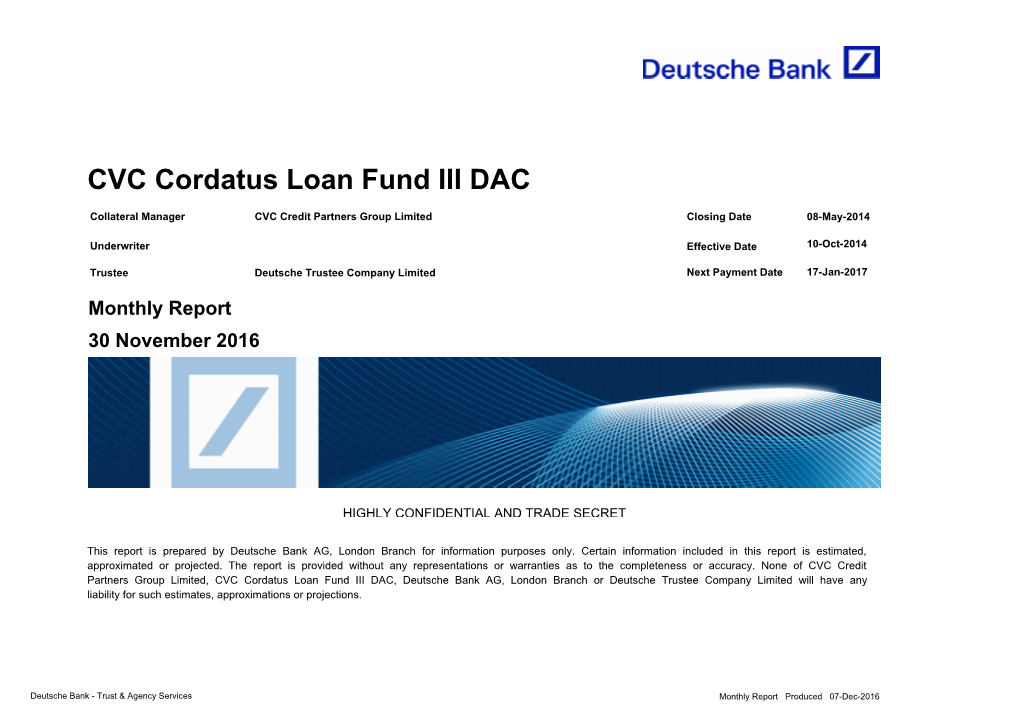 CVC Cordatus Loan Fund III DAC