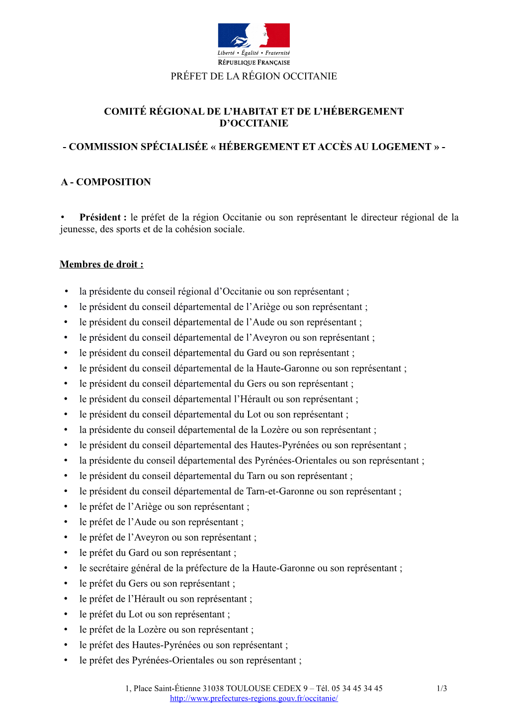 Préfet De La Région Occitanie Comité
