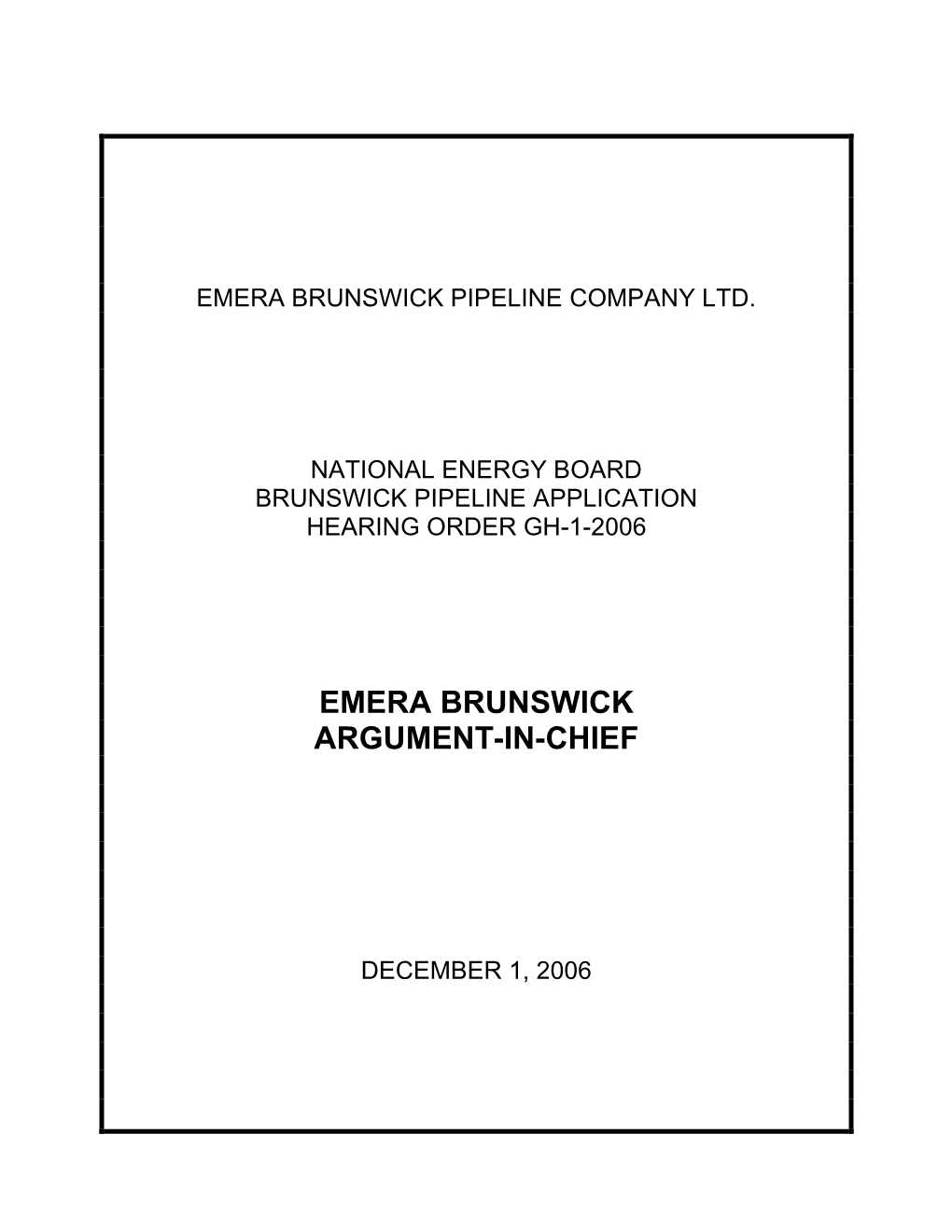 Emera Brunswick Argument-In-Chief