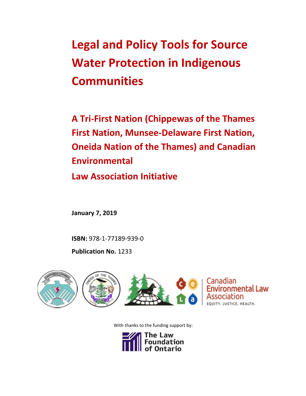 Legal and Policy Tools for Source Water Protection in Indigenous Communities