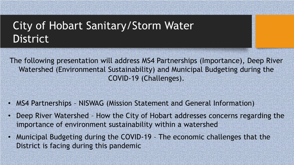 City of Hobart Sanitary/Stormwater District Presentation [PDF]