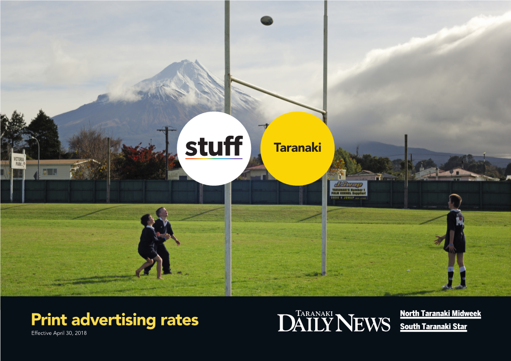 Print Advertising Rates Effective April 30, 2018 1: STUFF TARANAKI REGIONAL PRINT RATECARD Compact Display Advertising Sizes