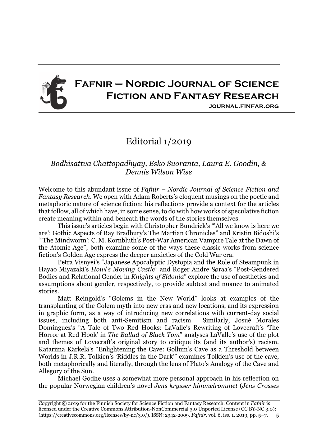 Fafnir – Nordic Journal of Science Fiction and Fantasy Research Journal.Finfar.Org