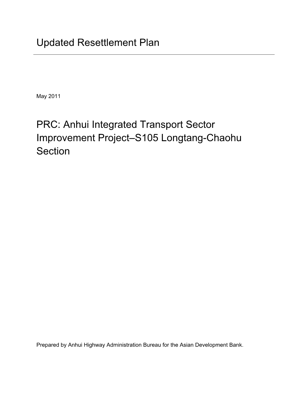 PRC: S105 Longtang-Chaohu Section, Anhui Integrated Transport Sector