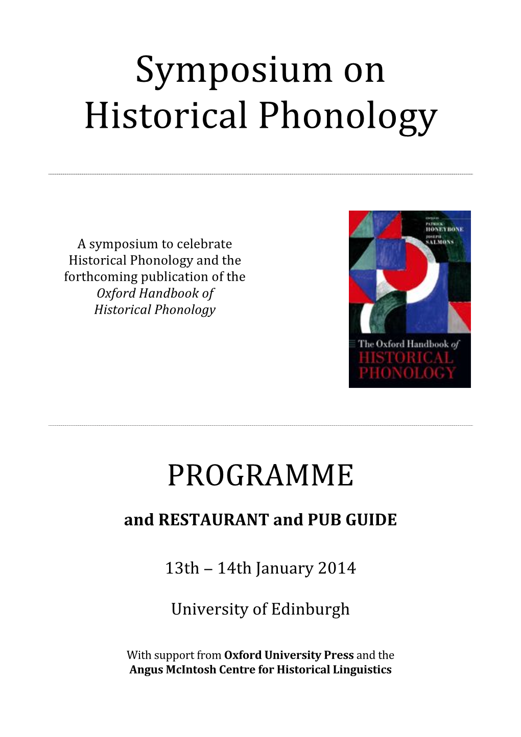 Symposium on Historical Phonology